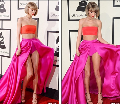 Taylor swift tung váy khoe nội y trên thảm đỏ grammy