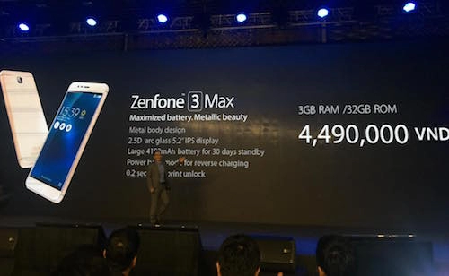 Zenfone 3 max pin chờ 30 ngày giá 45 triệu đồng