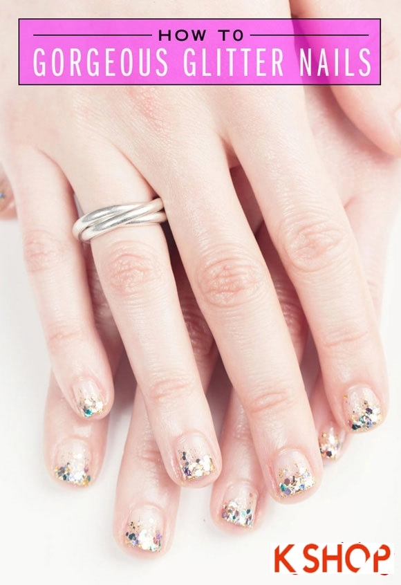 Cách vẽ 2 mẫu móng tay nail kim tuyến đẹp đơn giản xinh xắn cho bạn gái 2016