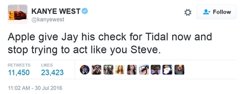 Kanye west phản ứng trước thương vụ apple mua tidal