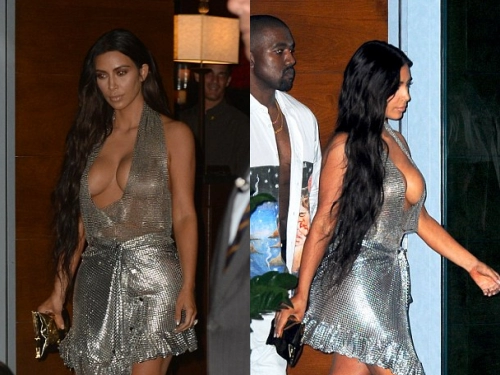  kim kardashian khoe vòng một với váy khoét ngực 