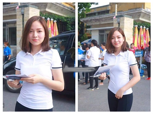 Nữ sinh dự thi đh bách khoa có nhan sắc tươi xinh