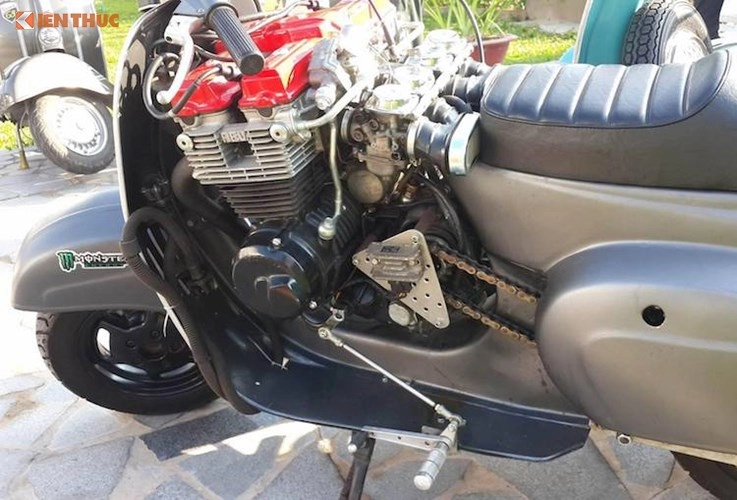 Piaggio vespa 50 s độ điên rồ với động cơ 750 phân khối của biker đồng nai