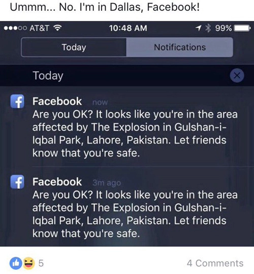 Đánh bom ở pakistan facebook gửi cảnh báo nhầm cho cả tg