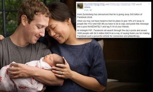 Trò bịp kêu gọi chia sẻ tuyên bố của mark zuckerberg