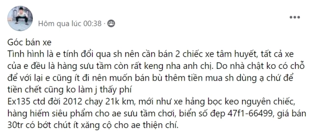 Bán exciter với mức giá khó đỡ khổ chủ bị cư dân mạng gạch đá không thương tiếc