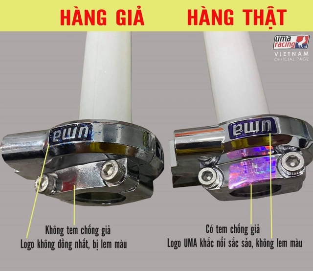 Cách phân biệt cùm tăng uma racing thật giả