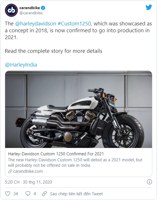 Harley-davidson 1250 custom chuẩn bị ra mắt trong năm nay