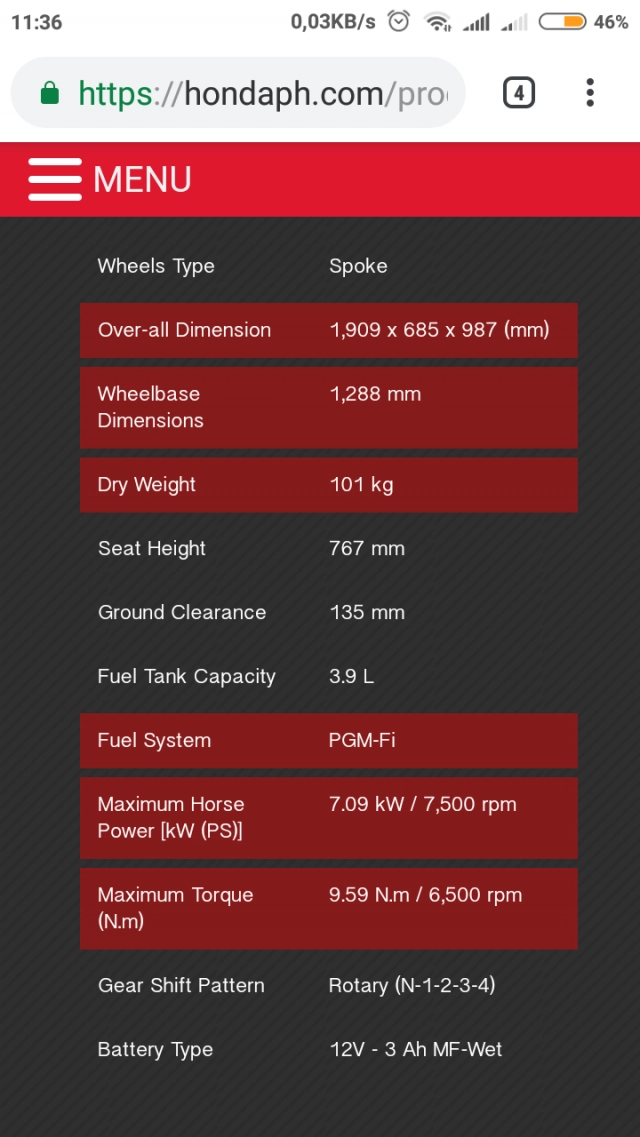 Honda rs125cc từ honda philippines