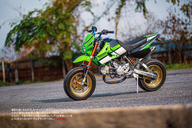 Kawasaki ksr 110 toát ra vẻ nguy hiểm với dàn chân thắng là cắm đầu