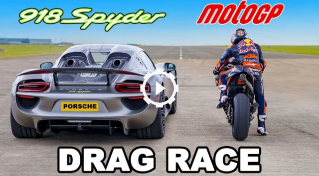 Sẽ ra sao nếu xe đua motogp ktm rc16 so kè cùng super car porsche