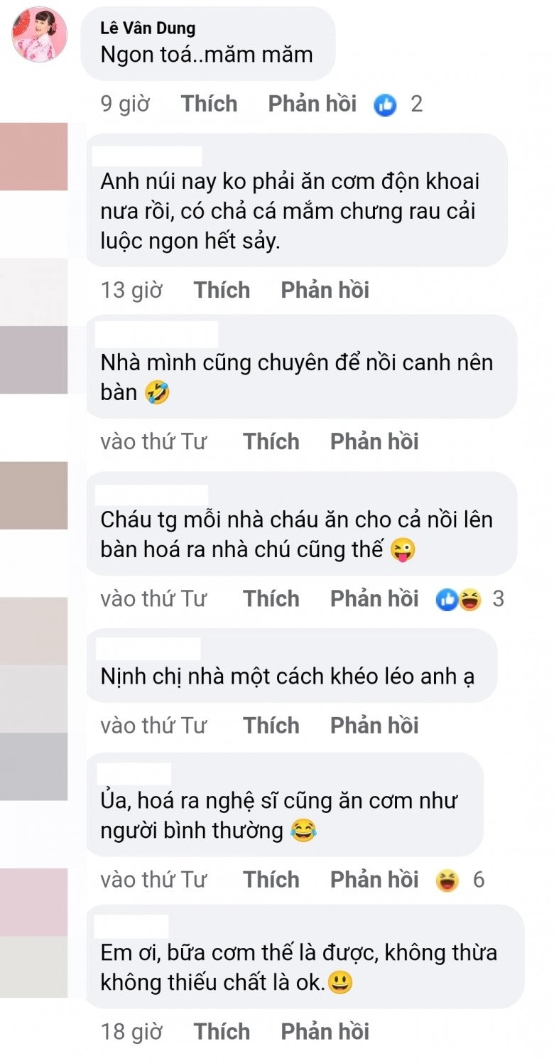 anh núi xuân bắc khoe bữa cơm thịnh soạn cho cả nồi lên bàn vân dung xuýt xoa khen