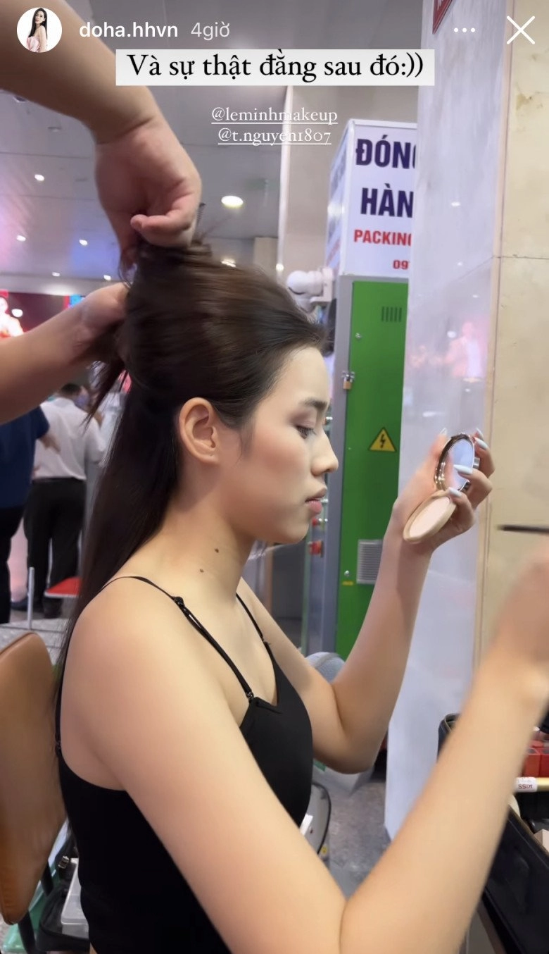 Hoa hậu uốn tóc trang điểm ngay tại sân bay để kịp giờ chạy show