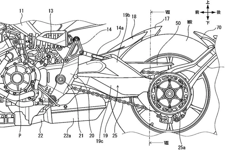 Lộ diện bằng sáng chế honda cb1000r 2024 với khung động cơ cánh gió mới