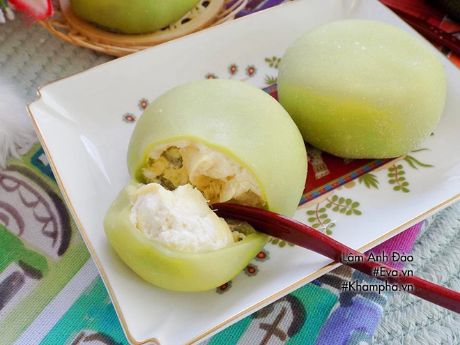 Bánh mochi lá dứa kem tươi sầu riêng mát lạnh tuyệt ngon