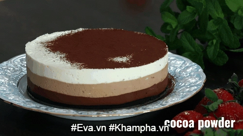 Bánh mousse vị socola 3 lớp mềm mịn tươi mát