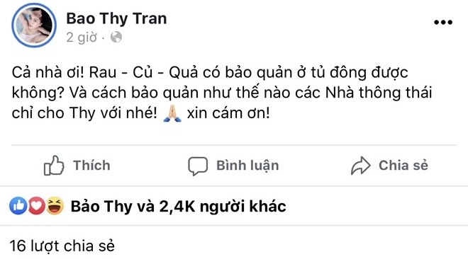 Bảo thy từng cầu cứu dân mạng cách bảo quản rau củ vợ hoàng bách lại có nhiều chiêu hay