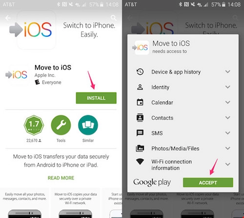 Cách chuyển tin nhắn từ android sang iphone
