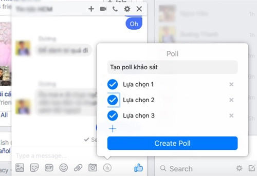 Cách tạo khảo sát trong nhóm chat facebook messenger