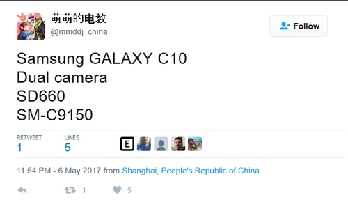 Galaxy c10 sẽ là điện thoại samsung đầu tiên sở hữu camera kép