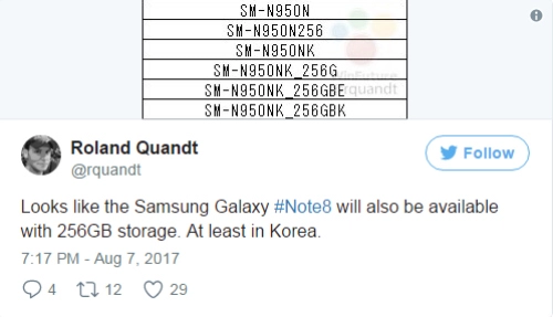 Galaxy note 8 sẽ có bộ nhớ trong 256gb