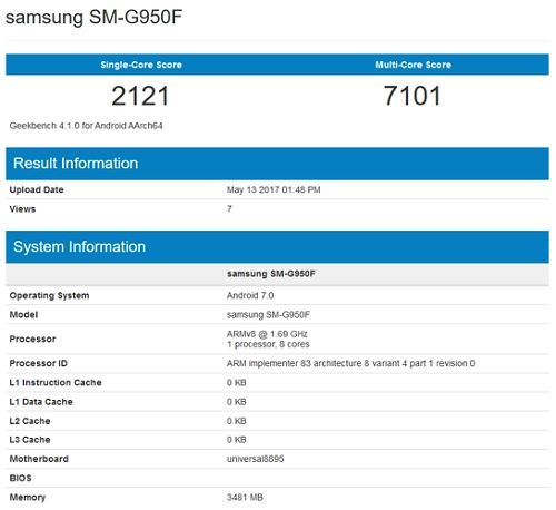 Galaxy s8 chạy exynos 8895 lập kỷ lục điểm số geekbench đa lõi