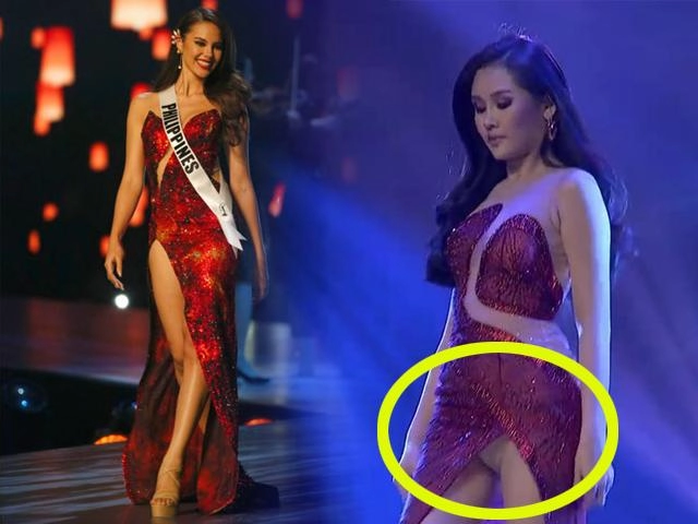 Hết nghi vấn diện váy nhái của miss universe ngân anh còn bị lộ cả nội y trên sân khấu