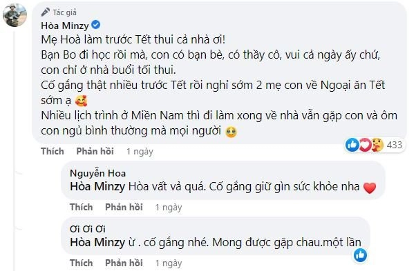 Hòa minzy giải thích khi bị nói ham làm việc không có thời gian nào cho bé bo