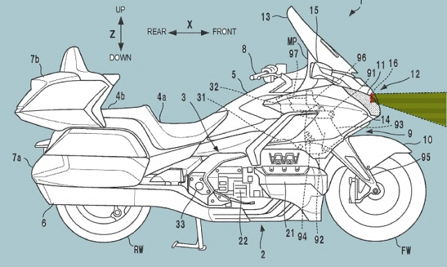 Honda goldwing tiết lộ thiết kế radar hành trình thích ứng