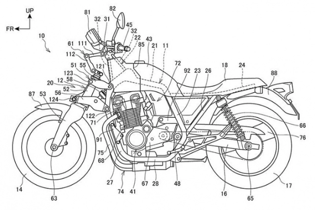 Honda tiết lộ bằng sáng chế hệ thống treo double wishbone cho cb1100 series