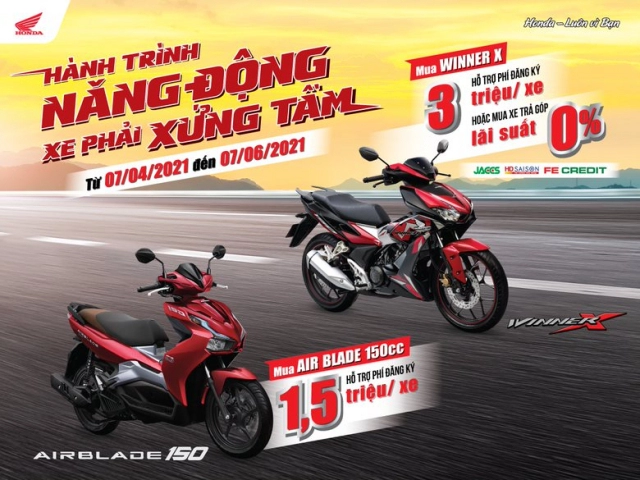 Honda tung ưu đãi hấp dẫn khi mua winner x và air blade 150cc