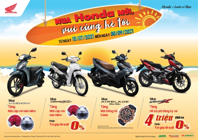 Honda vn tung ưu đãi hấp dẫn cho khách hàng mua xe wave alpha vision air blade 