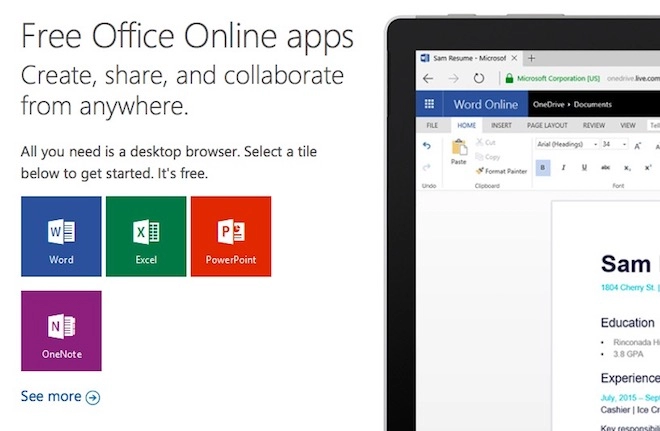 Microsoft office online miễn phí phong phú tính năng