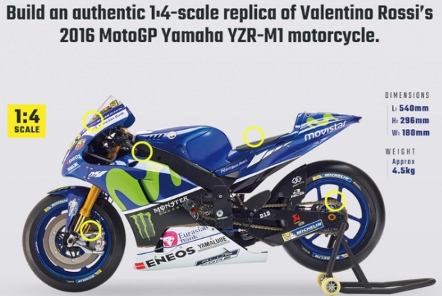 Mô hình yamaha m1 2016 tỉ lệ 14 dành cho fan hâm mộ valentino rossi