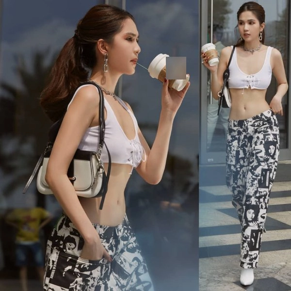 Ngọc trinh cực ngầu với áo crop top siêu ngắn khoe vòng eo 56 trứ danh