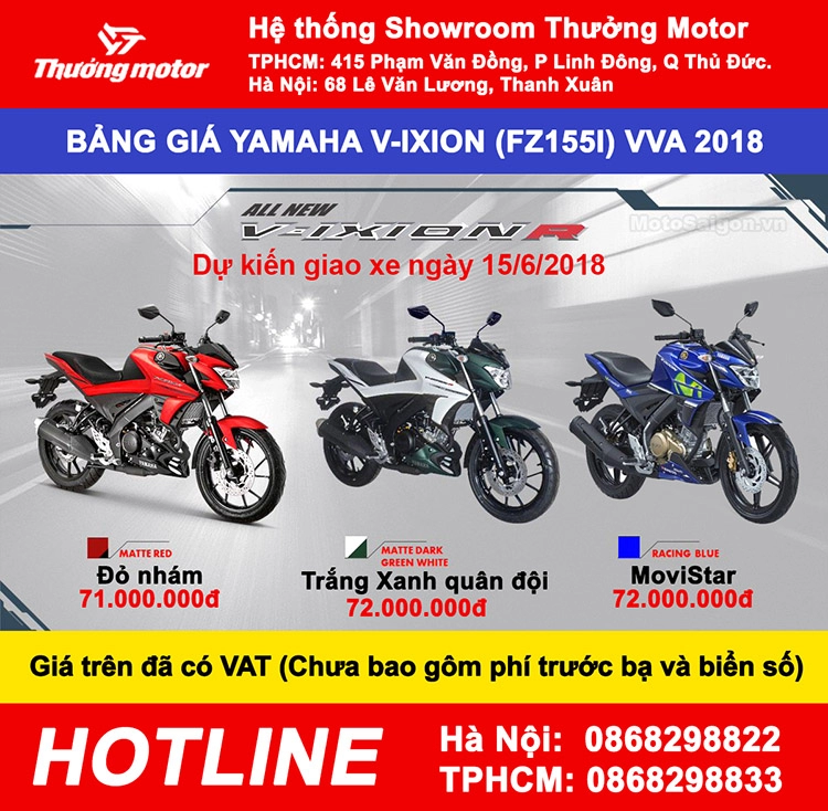 Nhận cọc yamaha v-ixion r fz155i màu mới 2018 giá sốc