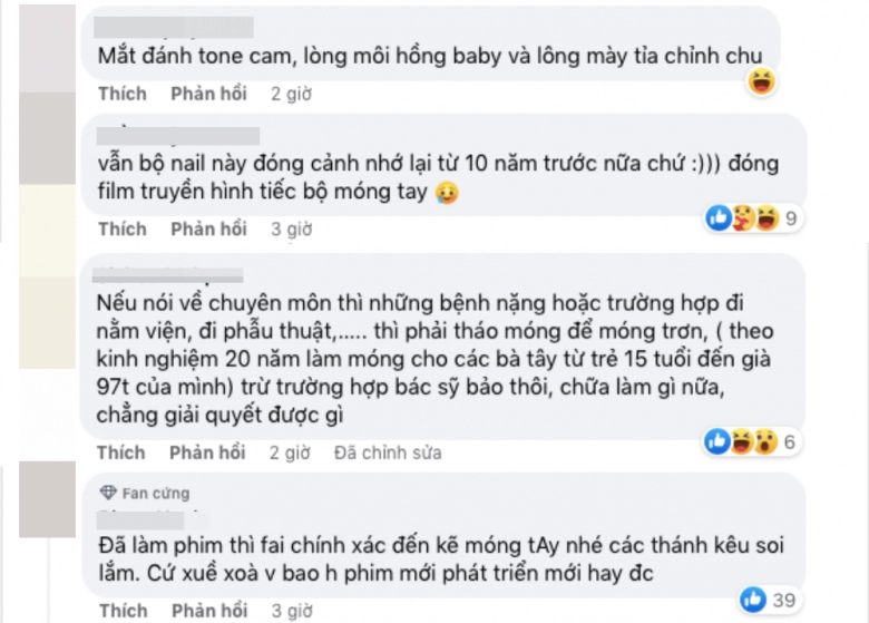 Sạn hoá trang nhức nhối của phim việt giờ vàng đi viện mà mặt nặng phấn móng tay ốp dài ngoằng