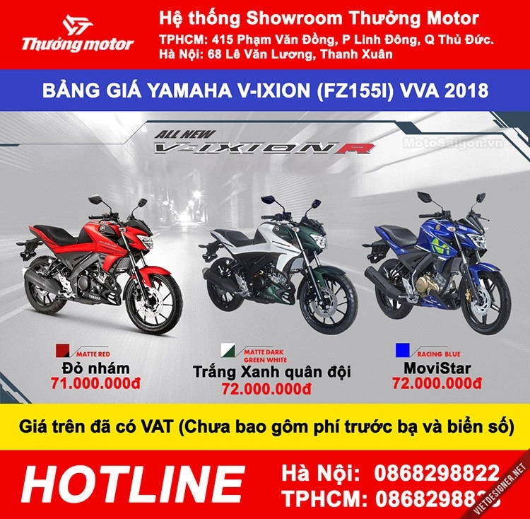 Về hàng yamaha v-ixion r fz155i 2018 giá sốc