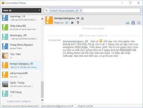 Xem lại lịch sử chat trên yahoo messenger từ 5 năm trước
