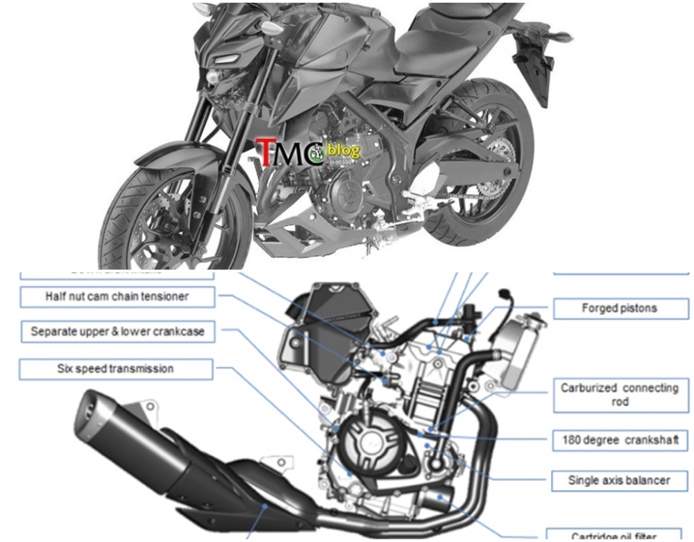 Yamaha mt-03 thế hệ mới tiết lộ hình ảnh phác thảo sắp ra mắt vào cuối năm nay