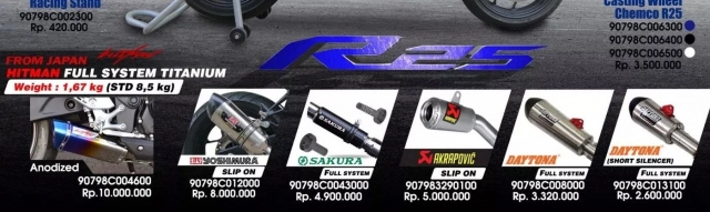 Yamaha r25 indonesia được phát hành hơn 10 trang bị phụ kiện đi kèm với mức giá hấp dẫn