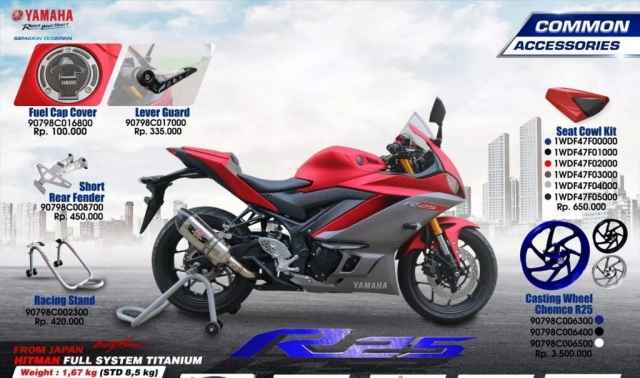 Yamaha r25 indonesia được phát hành hơn 10 trang bị phụ kiện đi kèm với mức giá hấp dẫn