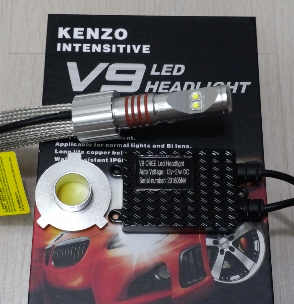 01 bóng đèn led chân h4 kenzo v9 thay cho xhp70 - dual color cos 4300k pha 6000k