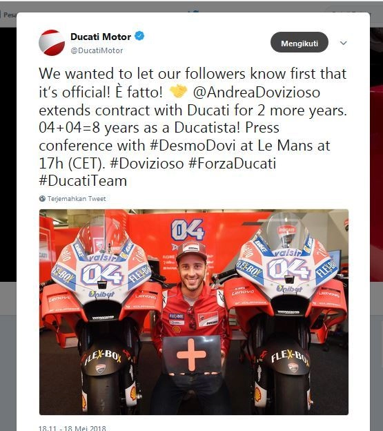 Andrea dovizioso tay đua duy nhất thuần hóa được desmodovi gia hạn thành công đến motogp 2020