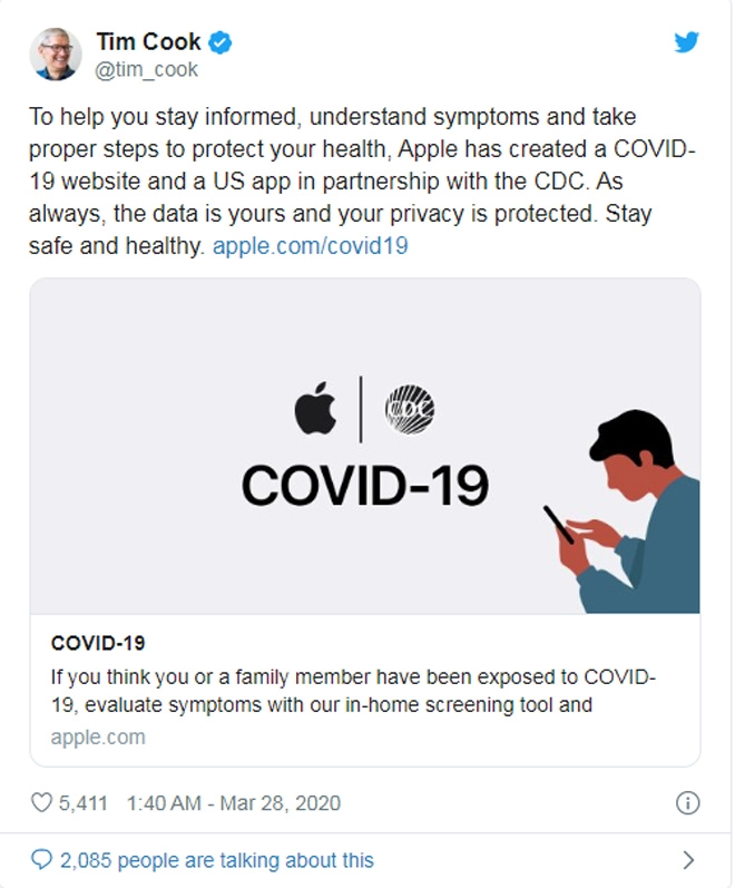 Apple tung app và trang web riêng chống covid-19