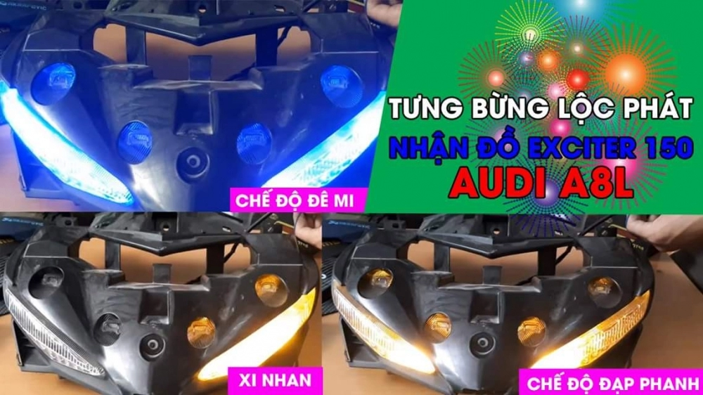 Đèn led xinhan chạy hiệu ứng audi a8l xe exciter 150