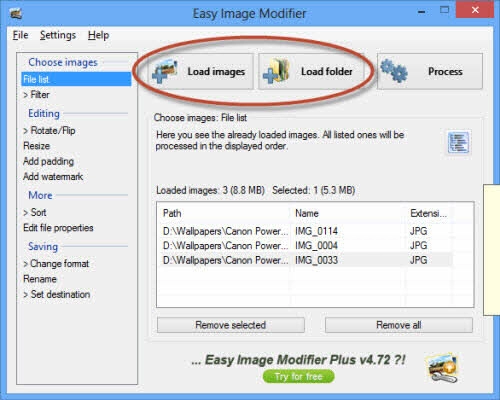 Easy image modifier xử lý ảnh đồng loạt