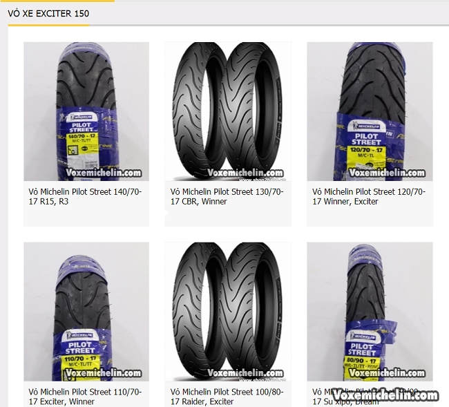 Exciter 150 thay vỏ xe michelin 14070-17 có được không