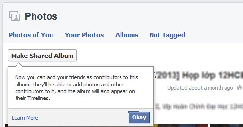 Facebook nhiều người cùng upload ảnh vào một album