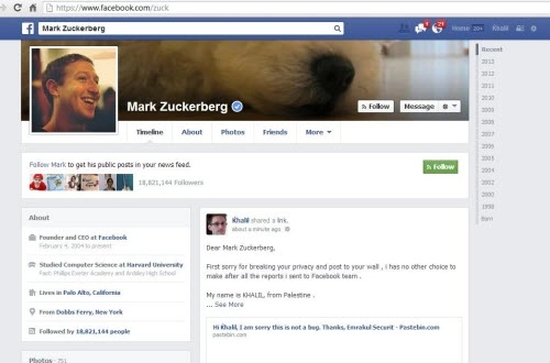 Hacker đôt nhâp facebook của zuckerberg được thưởng